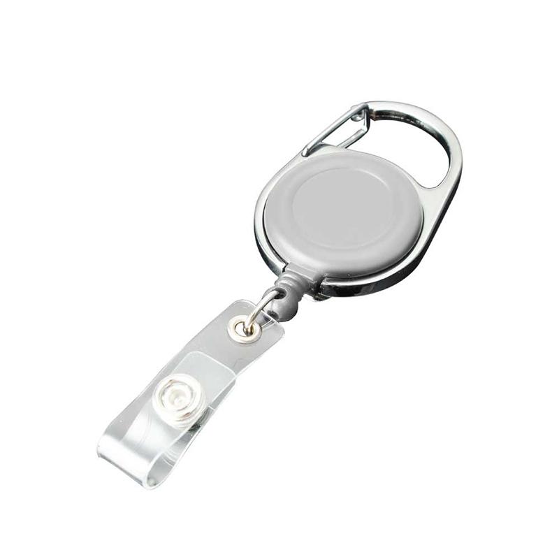 White Carabiner Reel Badge